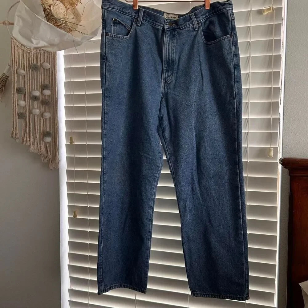 Vintage L.L.Bean Flannel Lined Natural Fit Jeans Gorpcore Old money  40 x 30